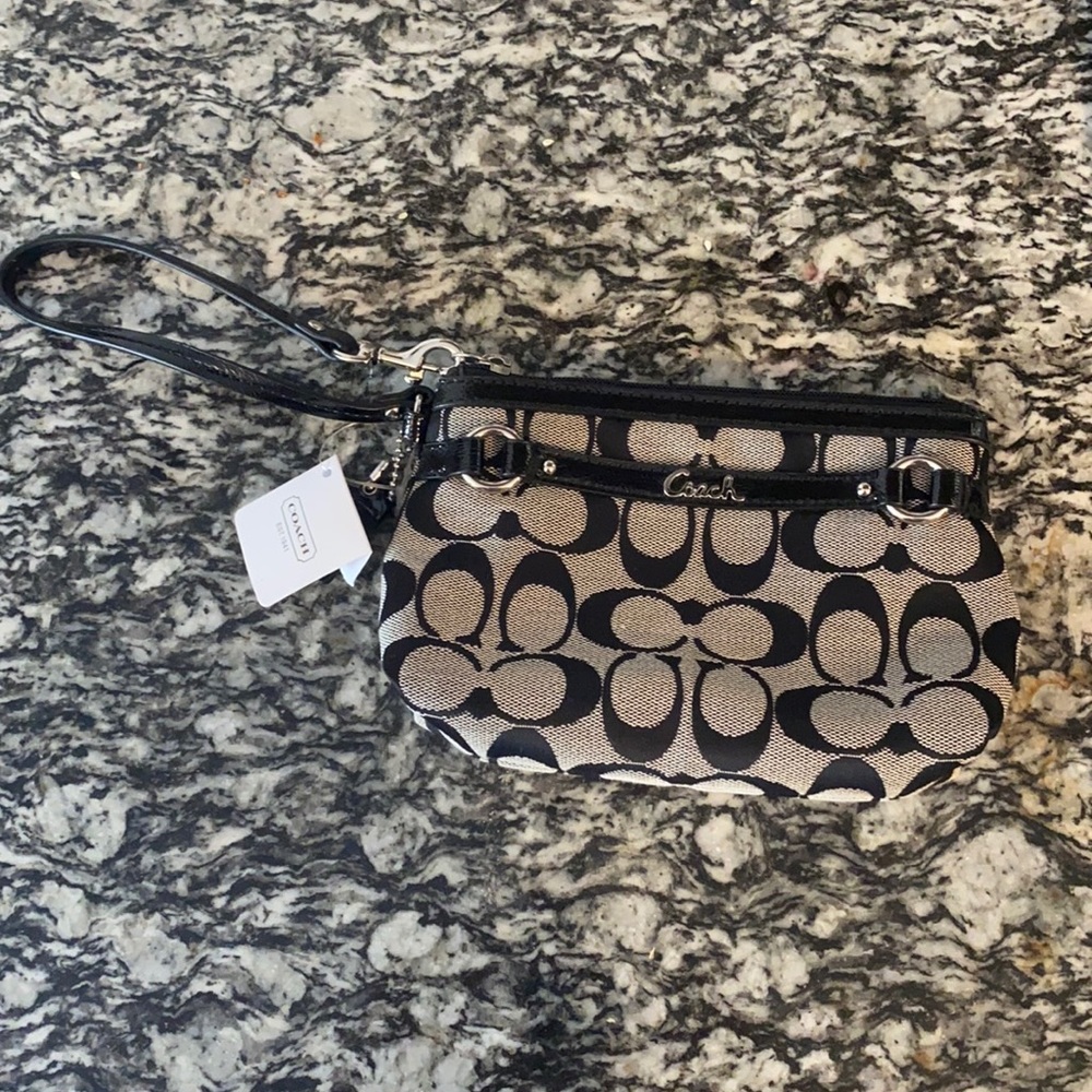 Coach black/grey wristlet